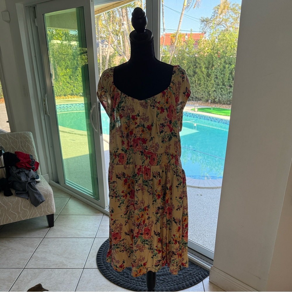 Torrid Cream Floral Midi Dress